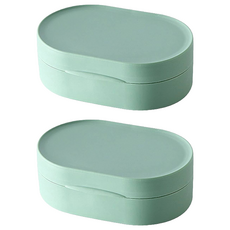 旅行肥皂收納盒，優質PP材質，12.5x8x4cm，粉色/綠色/藍色/黃色, 2個