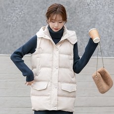 I'M MONG 女款反摺帽簷長版填充背心