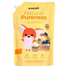 MOTHER-K K-MOM 有機植萃嬰幼兒衣物柔軟精補充包 USDA有機認證 天然植物纖維, 1.3L, 1包