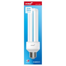 번개표 안정기 내장형 램프 25W T4 3U PAI E26, 주광색, 1개