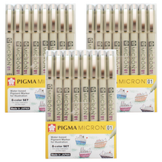 Pigma MICRON 01 墨水筆 8入組, 混合顏色, 3套