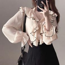 Poplar &amp; C Elea 褶邊襯衫