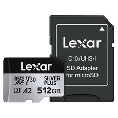 Lexar 雷克沙 Silver Plus MicroSDXC UHS-I U3 A2 記憶卡, 512GB, 1個