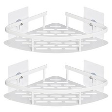 comet 黏貼式鋁製浴室轉角收納架, 白色, 2個