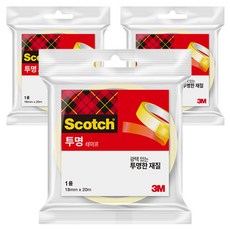 스카치 다용도 테이프 리필 18mm x 20m, 투명, 3개