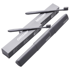 DM Corporation I Love Home 簡約素色牙刷 + 牙刷盒 炭灰色, 2套