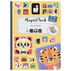 Janod 磁鐵遊戲書 動物拼圖 原生紙漿材質 安全環保 法式原創設計 圖樣繽紛童趣 磁吸設計 8種動物圖樣自由拼裝, 1本, 72片