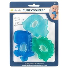 itzy ritzy 迷你冰涼固齒器 恐龍俱樂部 3件組 質地柔軟好咬 舒緩牙齦不適 凹凸觸感 有助按摩牙齦, 暴龍 + 劍龍 + 三角龍, 1組