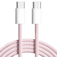 아이리버 C타입-C타입 패브릭 초고속 충전 데이터 케이블 60W, 2m, 베이비핑크, 1개