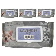 Absorb Plus 狠清爽寵物活性碳濕紙巾, 薰衣草香, 80片(15*20cm), 不含酒精, 1包, 4包