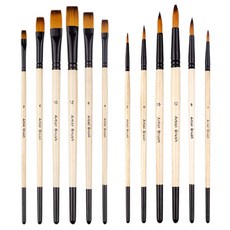 O-ON 多用途壓克力水彩油畫美術畫筆12件組, 1套, 12種