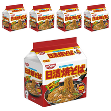 NISSIN 日清5食炒麵, 特製醬汁搭配青紫菜, 含維生素B1、B2和鈣, 25包