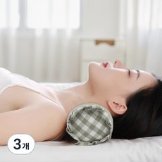 팔팔바디 체크무늬 메밀 원형 경추 목베개, 그린, 3개