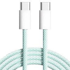 아이리버 C타입-C타입 패브릭 초고속 충전 데이터 케이블 60W, 2m, 스위트민트, 1개