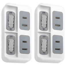 WeiTien 威電 高負載分接式插座 2開2座2孔 125VAC 15A 1650W, 97mm, 分接式插座 白色 + 灰色, 2個