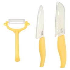 Glasslock Baby系列 陶瓷刀具組 黃色, 1組, 削皮刀 + 陶瓷刀21.5cm + 陶瓷刀25cm