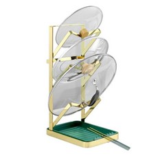 블럭마트 주방 조리대 다기능 냄비뚜껑 도마 받침대 3단, 골드, 1개