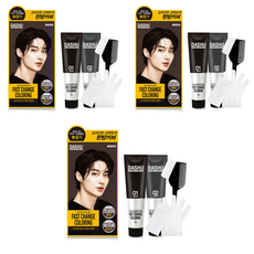 다슈 컬러 패스트 체인지 새치전용 염색제, 흑갈색, 3개