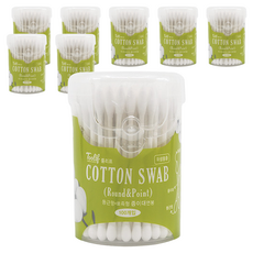 Toolif 紙軸棉花棒 圓形&尖形, 100入, 8個