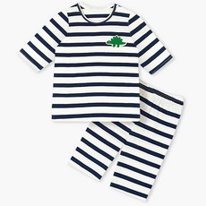 Uni FRIend 童款恐龍圖案條紋7分袖上衣長褲組