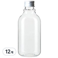 병도매닷컴 ARB300 투명 음료용기 알루미늄 실버캡, 300ml, 12개