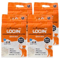 LOGIN 洛格 稻殼珍珠砂 6L 強力除臭 低粉塵貓砂, 無香, 2.5kg, 4包