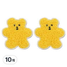 동대문단추왕 열접착식 자수 동물 보슬이젤리곰 와펜 패치, 옐로우, 10개