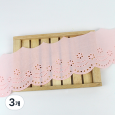 아이엔피 파인코튼 리본 면 자수 레이스 10 x 180 cm, 라이트핑크, 3개