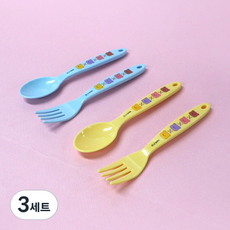 LE BARN 棉花熊點心湯匙+叉子套裝, 湯匙2入 + 叉子2入, 混色