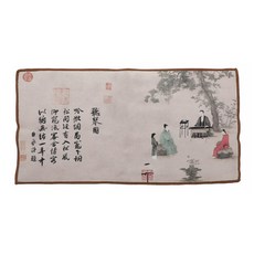 古畫絨布茶巾，30cm x 15.5cm，吸水絨布材質，獨立包裝, 聽琴圖, 1條