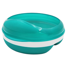 OXO tot 副食品分隔碗 輔助外圈 防滑底座 附碗蓋 方便攜帶, 靚藍綠, 1個