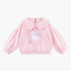 MARI N MORI 女童愛心獨角獸翻領刷毛T恤