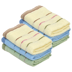 GRACE 格蕾絲 純棉洗臉毛巾 小橫條紋款 顏色隨機 柔軟吸水 親膚舒適 70x33cm, 6條