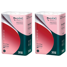 Hanyeji 3層壓紋高級捲筒衛生紙, 30m, 30捲, 2袋