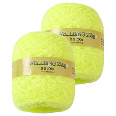 CheongsongTteugaesil Yeonil纖維 健康環保菜瓜布筒紗 編織線 200g, 2個, 16螢光檸檬