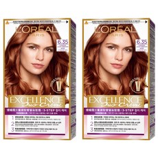 로레알파리 엑셀랑스 듀오크림 염모제, 6.35호 코퍼 라이트 브라운, 2개