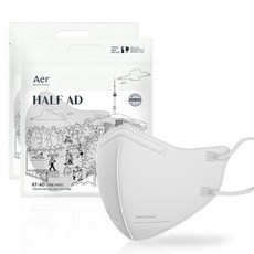 아에르 하프 비말차단 마스크 대형 KF-AD, 25매입, 2개, 화이트