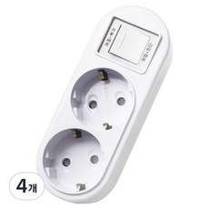 에코파워탭 국내 제조 선 없는 일자형 과부하차단 멀티탭 2구, 화이트, 4개, 140mm
