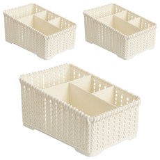 리버그린 짜임 다용도 수납바구니, 화이트, 3개