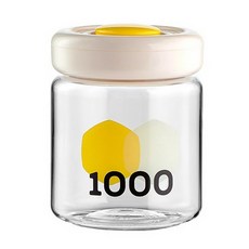 Cooksy 防潮防氧化 食物保鮮按壓式真空密封罐 14.4 x 11 x 11cm 奶油白, 1個, 1L