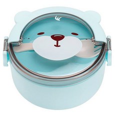 可加熱分隔卡通2層便當盒, 顏色隨機, 1個