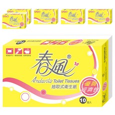 春風 抽取衛生紙 雙層 100張, 10包, 6袋