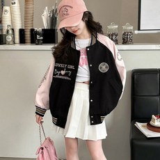 Orange Damom 女童可愛女孩刺繡貼片棒球外套