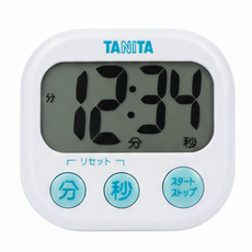 TANITA 塔尼達 TD-384 電子計時器，100分鐘，帶磁鐵，支架，掛繩孔, 白色, 1個