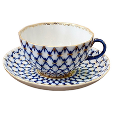 Imperial Porcelain 鬱金香鈷網茶杯+碟, 混色, 1套