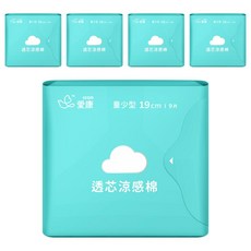 icon 愛康 涼感衛生棉，精油成分，七層結構 0.2毫米, 量少型(19cm), 9片, 5包