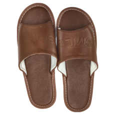 真皮頭層牛皮 SMILE 舒適防滑室內拖鞋 LS08, 28cm, 淺棕, 1雙