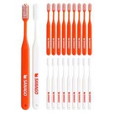 사나고 미세모 칫솔 오렌지 5p + 화이트 5p 세트, 2세트, 10개입