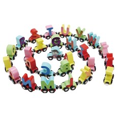 字母木製磁鐵火車玩具套裝 27p, 混合顏色