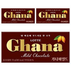 가나 마일드 밀크초콜릿, 70g, 3개